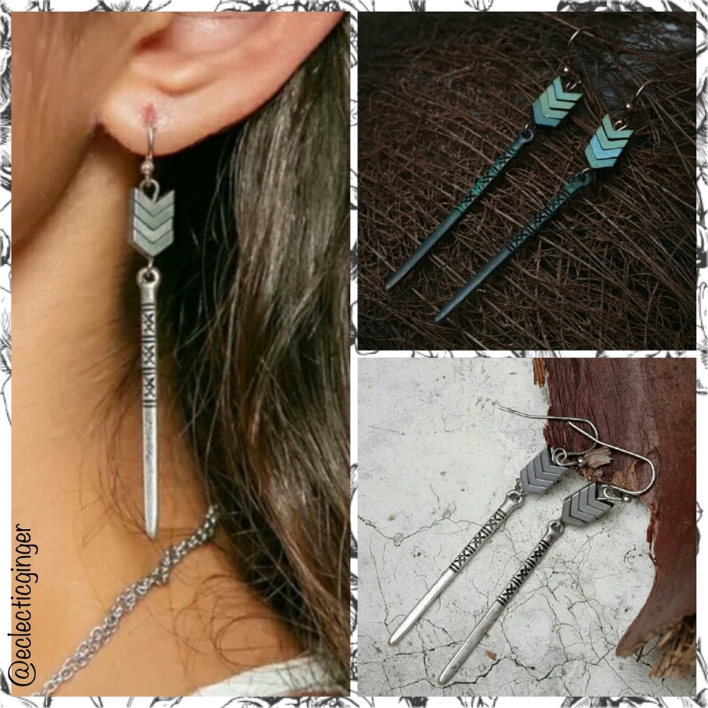 PATINA Chevron hematite dangle earrings - Picture 3 of 6